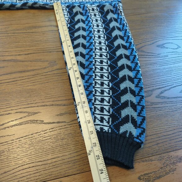 Vintage Street Closed blue black Men’s Cardigan Size L 90s geometric zigzag knit - Picture 14 of 15